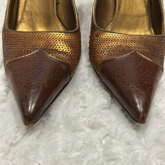 Prada sequin leather Brown and copper Women's Shoes size 36.5 stiletto pumps - Picture 2 of 11